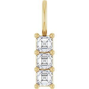 14K Yellow Gold 3x3 mm Asscher Pendant Mounting