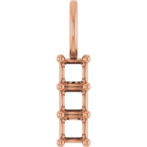 18K Rose Gold 3x3 mm Asscher Pendant Mounting – image 2