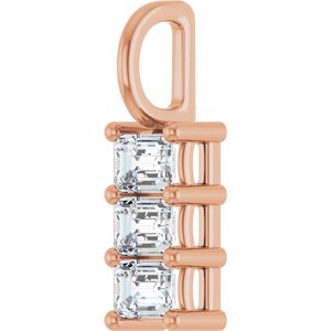 14K Rose Gold 4x3 mm Emerald Pendant Mounting – image 3