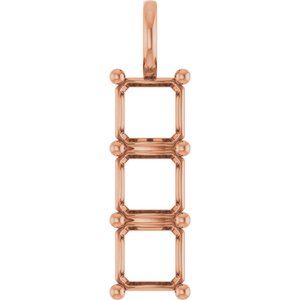 10K Rose Gold 8x8 mm Asscher Pendant Mounting – image 2