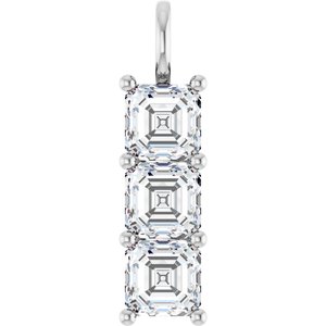 14K White Gold 8x8 mm Asscher Pendant Mounting