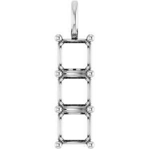 18K White Gold 8x8 mm Asscher Pendant Mounting – image 2