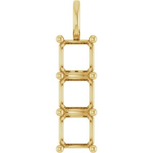14K Yellow Gold 8x8 mm Asscher Pendant Mounting – image 2