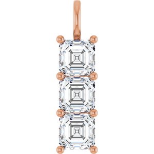 10K Rose Gold 8x8 mm Asscher Pendant Mounting