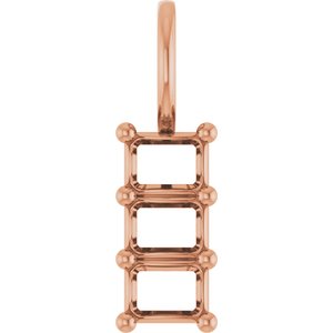 14K Rose Gold 4x3 mm Emerald Pendant Mounting – image 2