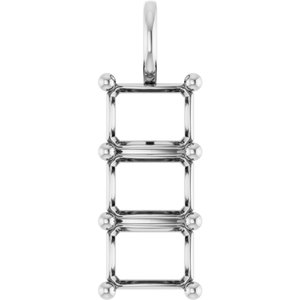 14K White Gold 8.5x6.5 mm Emerald Pendant Mounting – image 2