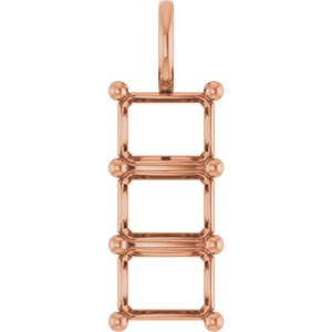 14K Rose Gold 8.5x6.5 mm Emerald Pendant Mounting – image 2