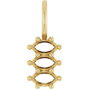 14K Yellow Gold 4.5x2.5 mm Marquise Pendant Mounting – image 2