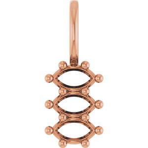 18K Rose Gold 4.5x2.5 mm Marquise Pendant Mounting – image 2