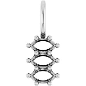18K White Gold 4.5x2.5 mm Marquise Pendant Mounting – image 2