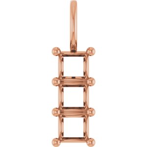10K Rose Gold 3.75x3.75 mm Square Pendant Mounting – image 2