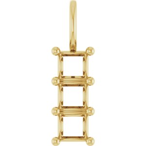 14K Yellow Gold 3.75x3.75 mm Square Pendant Mounting – image 2