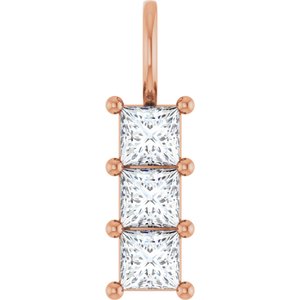 10K Rose Gold 3.75x3.75 mm Square Pendant Mounting