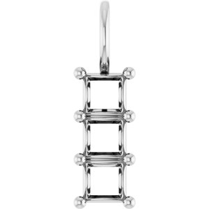 18K White Gold 3.75x3.75 mm Square Pendant Mounting – image 2