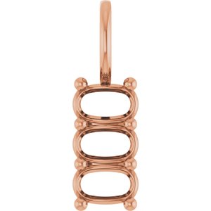 14K Rose Gold 5x3 mm Elongated Cushion Pendant Mounting – image 2