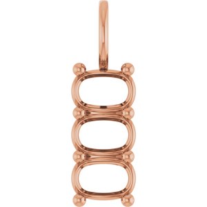 10K Rose Gold 6x4 mm Elongated Cushion Pendant Mounting – image 2