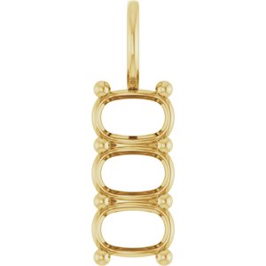 10K Yellow Gold 6x4 mm Elongated Cushion Pendant Mounting – image 2