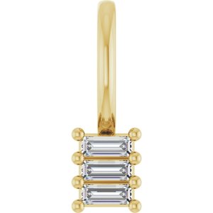18K Yellow Gold 2.5x1 mm Straight Baguette Pendant Mounting