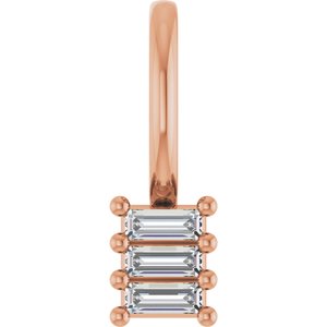14K Rose Gold 2.5x1 mm Straight Baguette Pendant Mounting