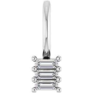 14K X1 White Gold 2.5x1 mm Straight Baguette Pendant Mounting