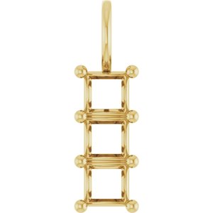 18K Yellow Gold 4x4 mm Square Pendant Mounting – image 2