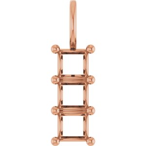 14K Rose Gold 4x4 mm Square Pendant Mounting – image 2
