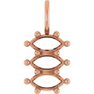 10K Rose Gold 7x3.5 mm Marquise Pendant Mounting – image 2