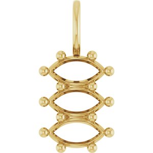 10K Yellow Gold 7x3.5 mm Marquise Pendant Mounting – image 2