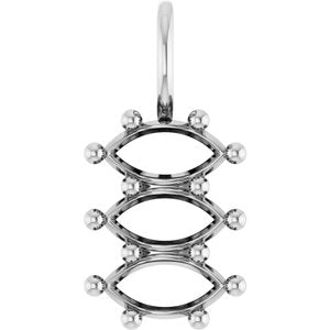 Sterling Silver 7x3.5 mm Marquise Pendant Mounting – image 2