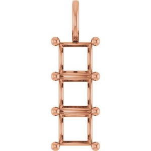 10K Rose Gold 6.5x6.5 mm Square Pendant Mounting – image 2