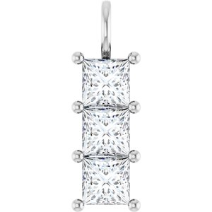 14K X1 White Gold 6.5x6.5 mm Square Pendant Mounting