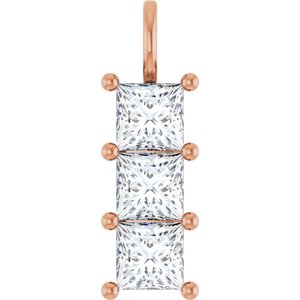 14K Rose Gold 6.5x6.5 mm Square Pendant Mounting