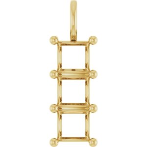 10K Yellow Gold 6.5x6.5 mm Square Pendant Mounting – image 2