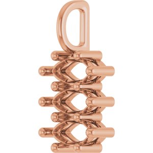 14K Rose Gold 7x3.5 mm Marquise Pendant Mounting – image 4