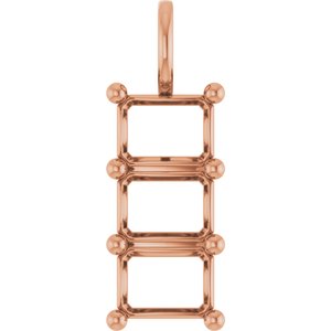 14K Rose Gold 8x6 mm Emerald Pendant Mounting – image 2