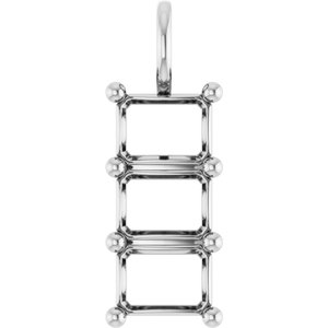 14K White Gold 8x6 mm Emerald Pendant Mounting – image 2