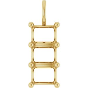 18K Yellow Gold 8x6 mm Emerald Pendant Mounting – image 2