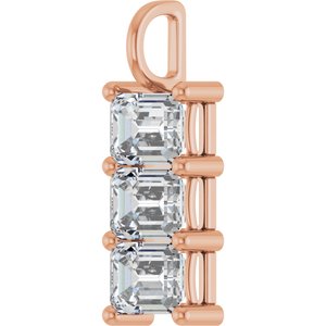 14K Rose Gold 8x6 mm Emerald Pendant Mounting – image 3