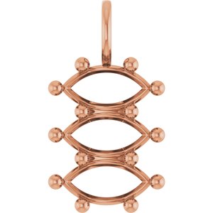 10K Rose Gold 10x5 mm Marquise Pendant Mounting – image 2