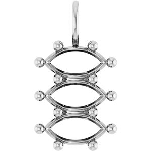 14K White Gold 10x5 mm Marquise Pendant Mounting – image 2