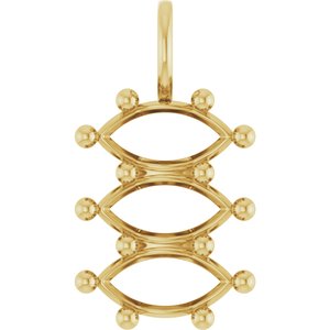 14K Yellow Gold 10x5 mm Marquise Pendant Mounting – image 2