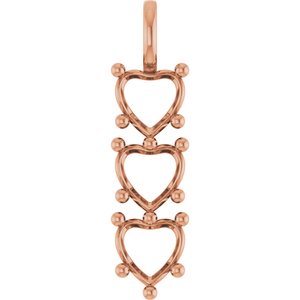 18K Rose Gold 9x9 mm Heart Pendant Mounting – image 2