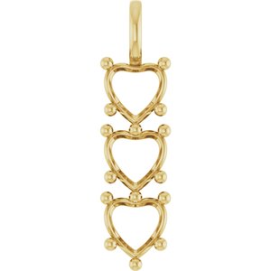 10K Yellow Gold 9x9 mm Heart Pendant Mounting – image 2