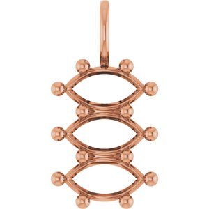 10K Rose Gold 8.5x4.5 mm Marquise Pendant Mounting – image 2