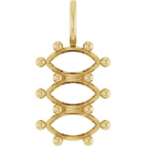 14K Yellow Gold 8.5x4.5 mm Marquise Pendant Mounting – image 2