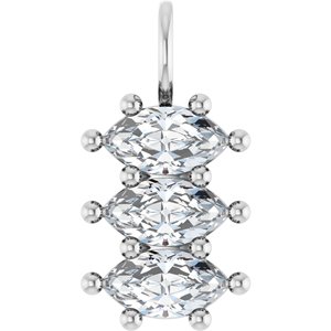 14K X1 White Gold 8.5x4.5 mm Marquise Pendant Mounting