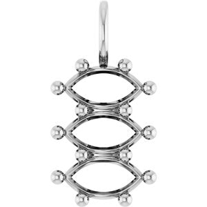 14K White Gold 8.5x4.5 mm Marquise Pendant Mounting – image 2