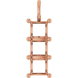 18K Rose Gold 7x7 mm Square Pendant Mounting – image 2