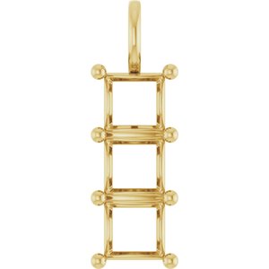 14K Yellow Gold 7x7 mm Square Pendant Mounting – image 2