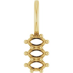 18K Yellow Gold 3.5x2 mm Marquise Pendant Mounting – image 2